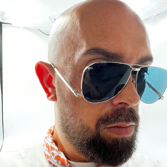 NWT SAINT LAURENT SILVER BLUE UNISEX SUNGLASSES - Picture 4 of 5